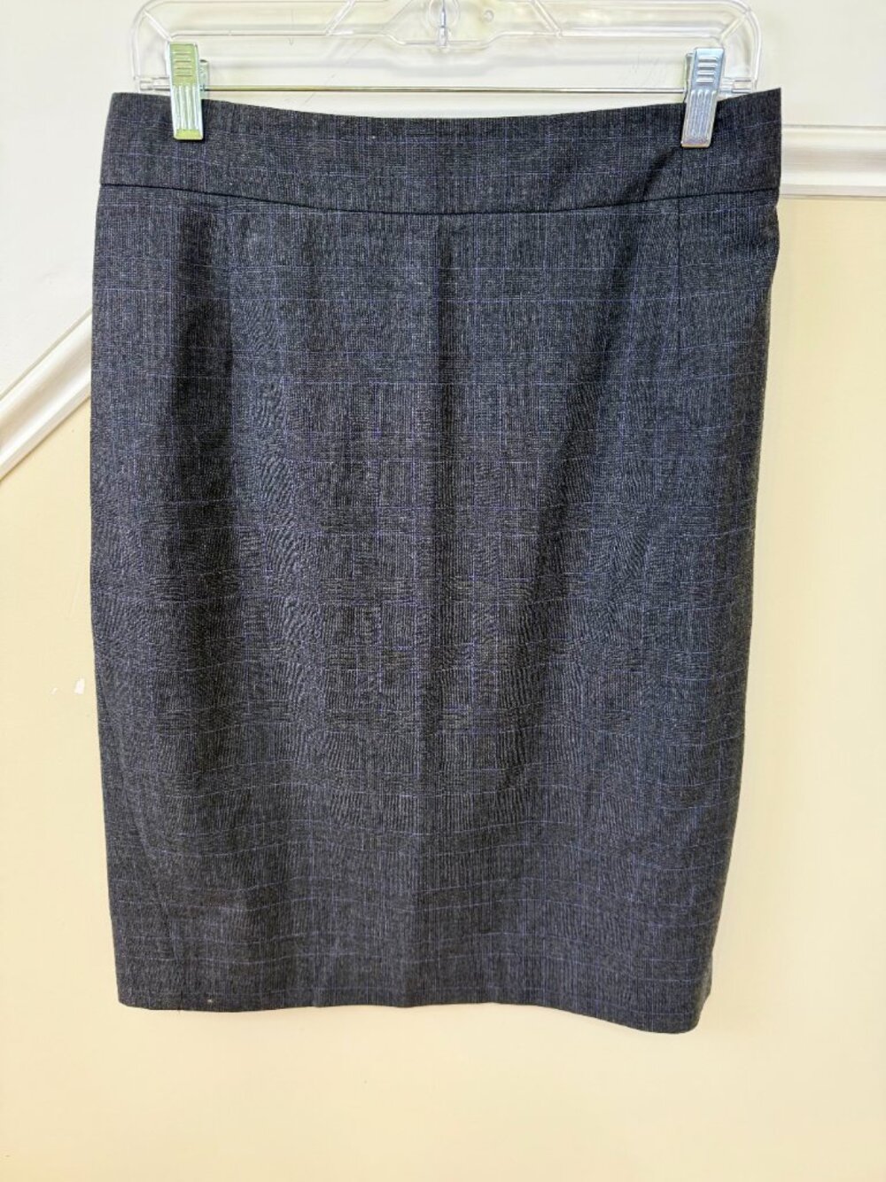 Theory Wool Skirt Gray Lilac Purple Plaid Classic Pencil (10)